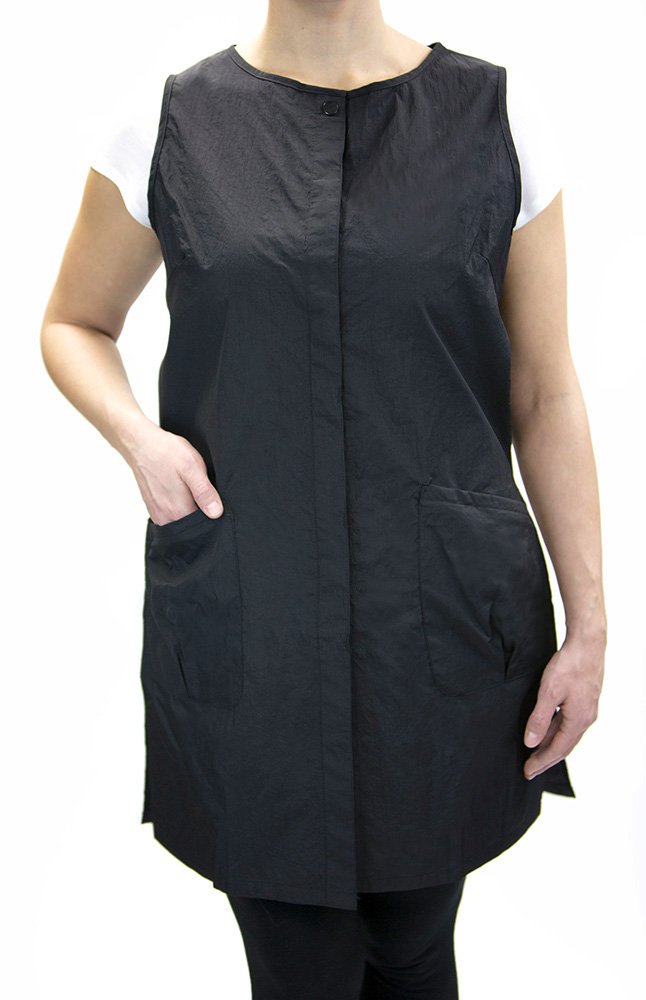CHARLENE Long Snap Vest Barber Salon Wear w/Custom Name Embroidery, Water Repellent, Zipper Pockets -Personalized for Stylist